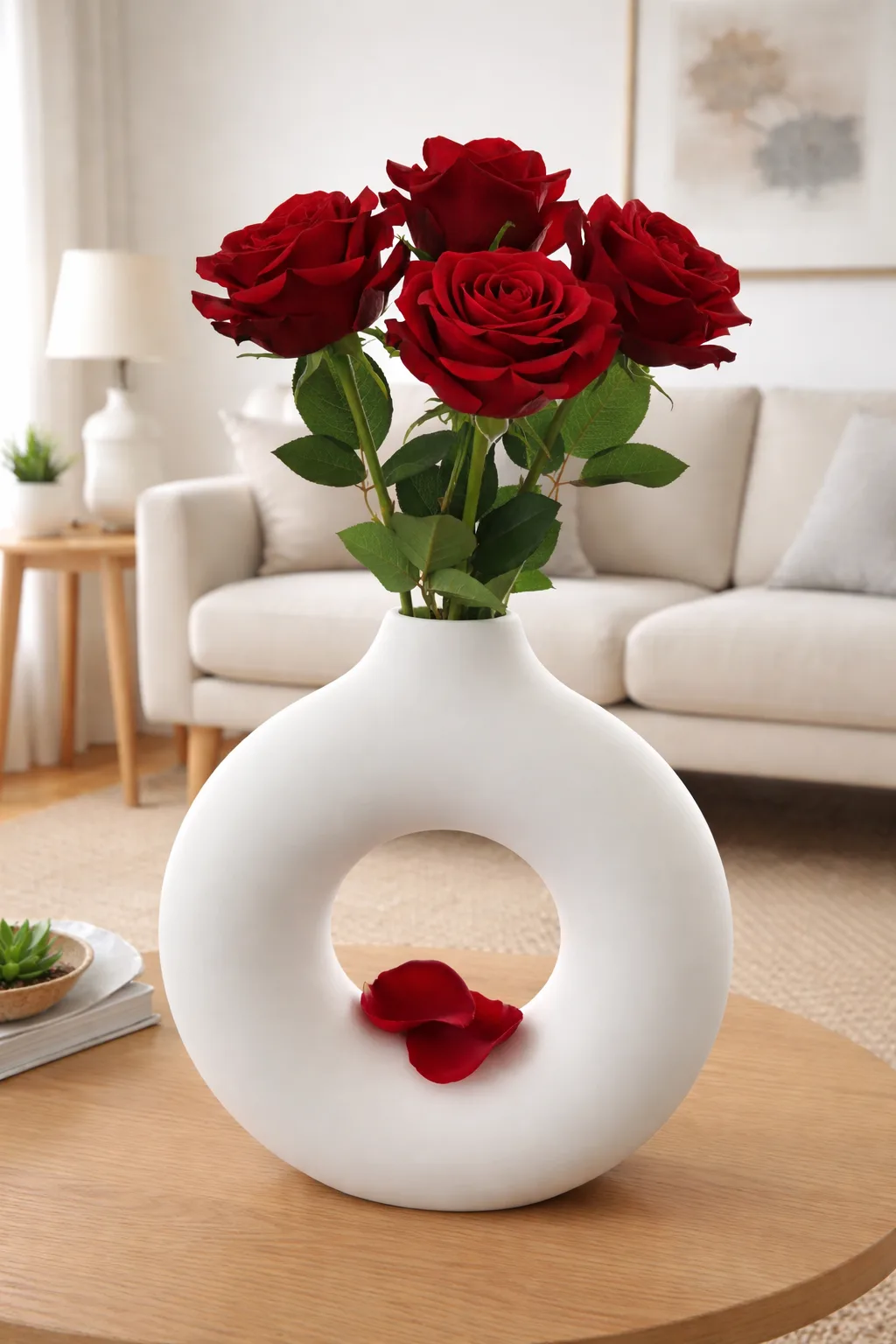 Modern White Donut Vase view 3